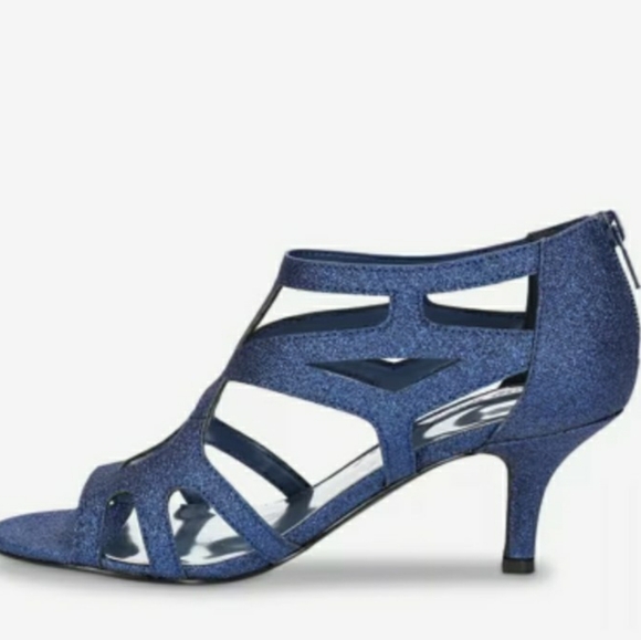 Easy Street Alive @5 "Flattery" Navy Glitter Caged Sandal, Sz 8.5M - Picture 2 of 5